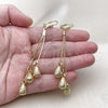 Oro Laminado Long Earring, Gold Filled Style Teardrop Design, Polished, Golden Finish, 5.066.002