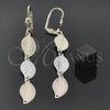 Oro Laminado Long Earring, Gold Filled Style Leaf Design, Diamond Cutting Finish, Tricolor, 5.075.004.1
