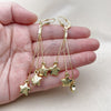 Oro Laminado Long Earring, Gold Filled Style Star Design, Polished, Golden Finish, 5.079.001