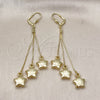 Oro Laminado Long Earring, Gold Filled Style Star Design, Polished, Golden Finish, 5.079.001
