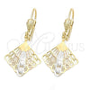 Oro Laminado Dangle Earring, Gold Filled Style Polished, Tricolor, 5.079.009