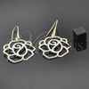 Oro Laminado Dangle Earring, Gold Filled Style Flower Design, Polished, Tricolor, 5.079.011