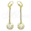 Oro Laminado Long Earring, Gold Filled Style with White Crystal, Diamond Cutting Finish, Golden Finish, 5.085.001