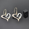 Oro Laminado Dangle Earring, Gold Filled Style Heart Design, Polished, Tricolor, 5.085.011