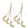 Oro Laminado Long Earring, Gold Filled Style Banana Design, Polished, Golden Finish, 5.093.007