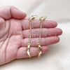 Oro Laminado Long Earring, Gold Filled Style Shoes Design, with White Crystal, Polished, Golden Finish, 5.099.001
