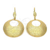 Oro Laminado Dangle Earring, Gold Filled Style Matte Finish, Golden Finish, 5.100.007