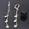 Oro Laminado Long Earring, Gold Filled Style Flower Design, Polished, Golden Finish, 5.016.003