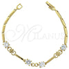 Oro Laminado Fancy Bracelet, Gold Filled Style Cross Design, with White Cubic Zirconia, Polished, Golden Finish, 5.029.006 (06 MM Thickness, 7 Inches Length)