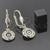 Oro Laminado Dangle Earring, Gold Filled Style Evil Eye Design, Blue Resin Finish, Golden Finish, 5.039.015