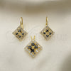 Oro Laminado Earring and Pendant Adult Set, Gold Filled Style with White Cubic Zirconia, Polished, Golden Finish, 5.056.005