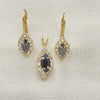 Oro Laminado Earring and Pendant Adult Set, Gold Filled Style with White Cubic Zirconia, Polished, Golden Finish, 5.058.013