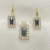 Oro Laminado Earring and Pendant Adult Set, Gold Filled Style with White Cubic Zirconia, Polished, Golden Finish, 5.057.013
