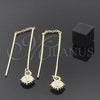 Oro Laminado Threader Earring, Gold Filled Style Sun Design, Polished, Golden Finish, 93.007