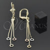 Oro Laminado Long Earring, Gold Filled Style Polished, Tricolor, 83.010999999999996