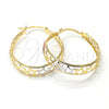Oro Laminado Medium Hoop, Gold Filled Style Star Design, Polished, Tricolor, 106.021