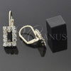 Oro Laminado Leverback Earring, Gold Filled Style with Black and White Cubic Zirconia, Polished, Golden Finish, 5.125.020