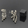 Oro Laminado Long Earring, Gold Filled Style with White Cubic Zirconia, Polished, Golden Finish, 5.125.016
