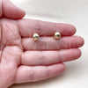 Oro Laminado Stud Earring, Gold Filled Style Ball Design, Polished, Golden Finish, 5.128.012