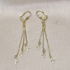Oro Laminado Long Earring, Gold Filled Style Cross Design, Polished, Golden Finish, 5.212.027.1