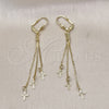 Oro Laminado Long Earring, Gold Filled Style Cross Design, Polished, Golden Finish, 5.212.027.1