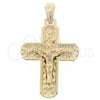 Oro Laminado Religious Pendant, Gold Filled Style Diamond Cutting Finish, Golden Finish, 05.16.0134