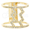 Oro Laminado Multi Stone Ring, Gold Filled Style with White Cubic Zirconia, Polished, Golden Finish, 01.167.0002.07 (Size 7)