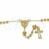 Oro Laminado Medium Rosary, Gold Filled Style Sagrado Corazon de Maria Design, Polished, Golden Finish, 54.006