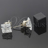 Oro Laminado Stud Earring, Gold Filled Style with White Cubic Zirconia, Polished, Golden Finish, 5.128.033