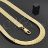 Oro Laminado Necklace and Bracelet, Gold Filled Style Herringbone Design, Polished, Golden Finish, 5.221.004.20