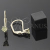 Oro Laminado Leverback Earring, Gold Filled Style with Apple Green Cubic Zirconia, Polished, Golden Finish, 5.128.103.1
