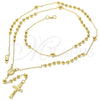 Oro Laminado Thin Rosary, Gold Filled Style Divino Niño and Crucifix Design, Polished, Golden Finish, 5.218.005.28