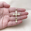 Oro Laminado Religious Pendant, Gold Filled Style Crucifix Design, Polished, Golden Finish, 5.190.009