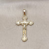 Oro Laminado Religious Pendant, Gold Filled Style Crucifix Design, Polished, Golden Finish, 5.190.009