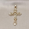Oro Laminado Religious Pendant, Gold Filled Style Crucifix Design, Polished, Golden Finish, 5.188.003