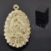 Oro Laminado Religious Pendant, Gold Filled Style Guadalupe Design, Diamond Cutting Finish, Golden Finish, 5.185.008