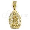 Oro Laminado Religious Pendant, Gold Filled Style Guadalupe Design, Polished, Golden Finish, 5.184.012