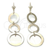 Oro Laminado Long Earring, Gold Filled Style Polished, Golden Finish, 80.011