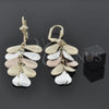 Oro Laminado Long Earring, Gold Filled Style Teardrop Design, Brushed Finish, Tricolor, 77.005