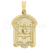 Oro Laminado Religious Pendant, Gold Filled Style Crucifix Design, Diamond Cutting Finish, Golden Finish, 5.186.018