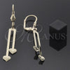Oro Laminado Long Earring, Gold Filled Style Heart Design, Polished, Golden Finish, 77.01