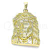 Oro Laminado Religious Pendant, Gold Filled Style Jesus Design, Diamond Cutting Finish, Golden Finish, 5.187.005