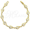 Oro Laminado Fancy Bracelet, Gold Filled Style with White Cubic Zirconia, Polished, Golden Finish, 5.055.011 (08 MM Thickness, 8 Inches Length)