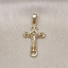 Oro Laminado Religious Pendant, Gold Filled Style Crucifix Design, Polished, Golden Finish, 5.191.017