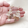 Oro Laminado Chandelier Earring, Gold Filled Style Flower Design, Polished, Golden Finish, 080.006