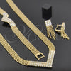 Oro Laminado Necklace, Bracelet and Earring, Gold Filled Style with White Cubic Zirconia, Polished, Golden Finish, 5.014.004