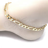 Oro Laminado Basic Anklet, Gold Filled Style Figaro Design, Polished, Golden Finish, 5.222.011.12 (200 Gauge, 08 MM Thickness, 12 Inches Length)