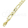 Oro Laminado Basic Anklet, Gold Filled Style Figaro Design, Polished, Golden Finish, 5.222.011.12 (200 Gauge, 08 MM Thickness, 12 Inches Length)