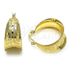 Oro Laminado Small Hoop, Gold Filled Style Greek Key Design, Diamond Cutting Finish, Golden Finish, 5.150.018