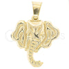 Oro Laminado Fancy Pendant, Gold Filled Style Elephant Design, Polished, Golden Finish, 45.006